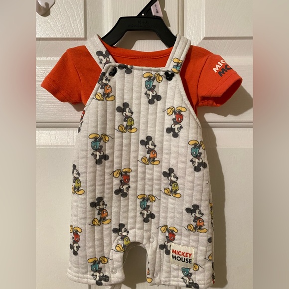 Disney Other - Disney Mickey Mouse Overalls with Red T-Shirt